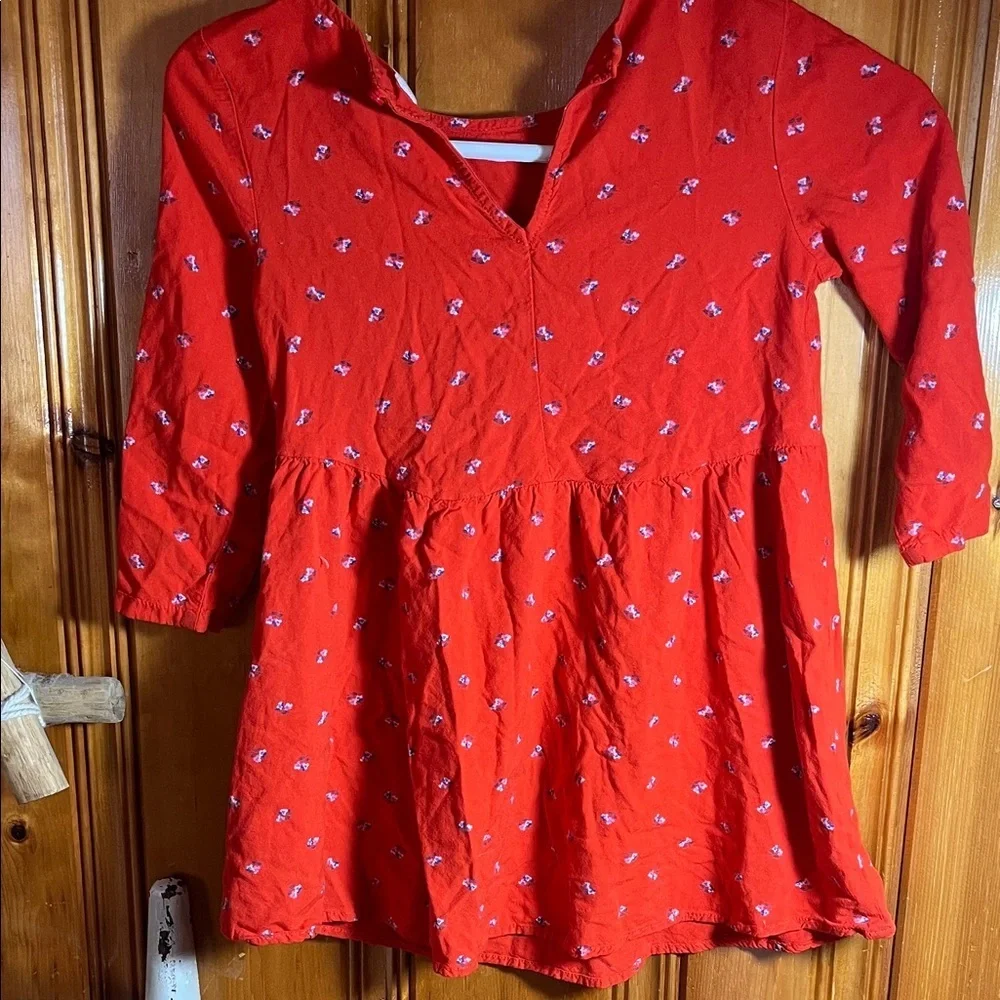 Old Navy Vibrant Red Dress with Floral Accents
